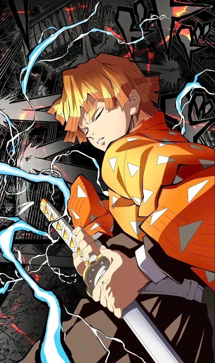 hình ảnh anime nam cầm kiếm katana lôi điện