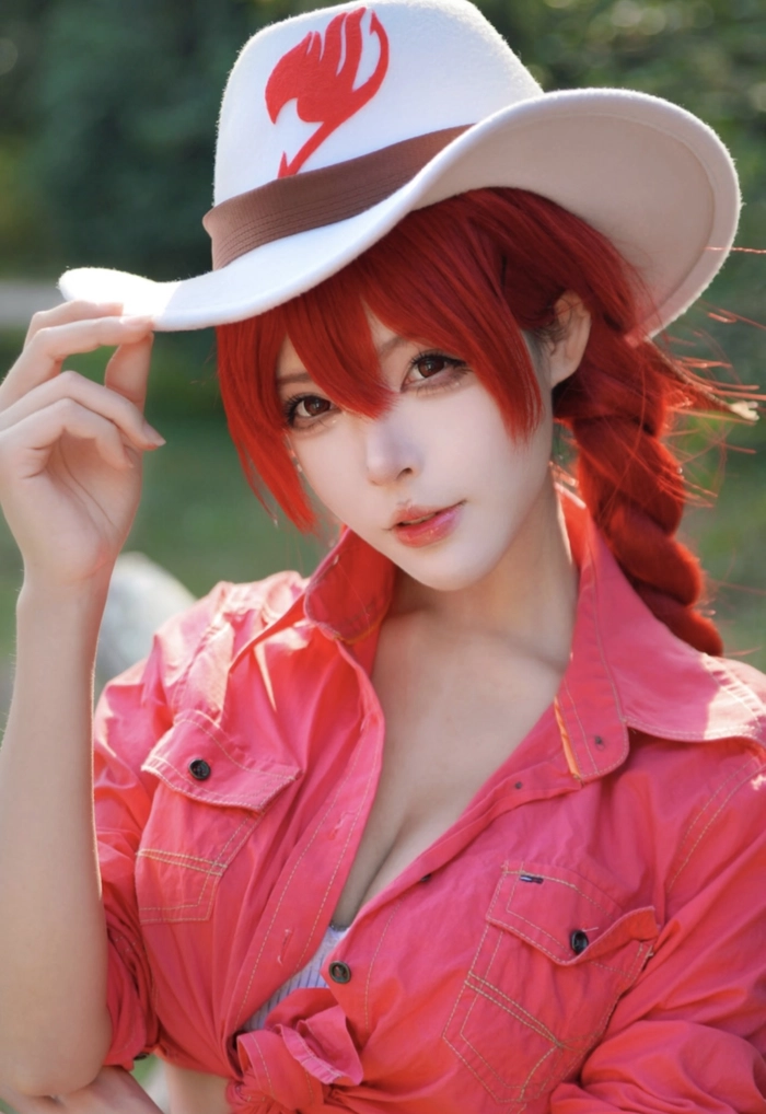 hình cosplay erza trong không gian mở