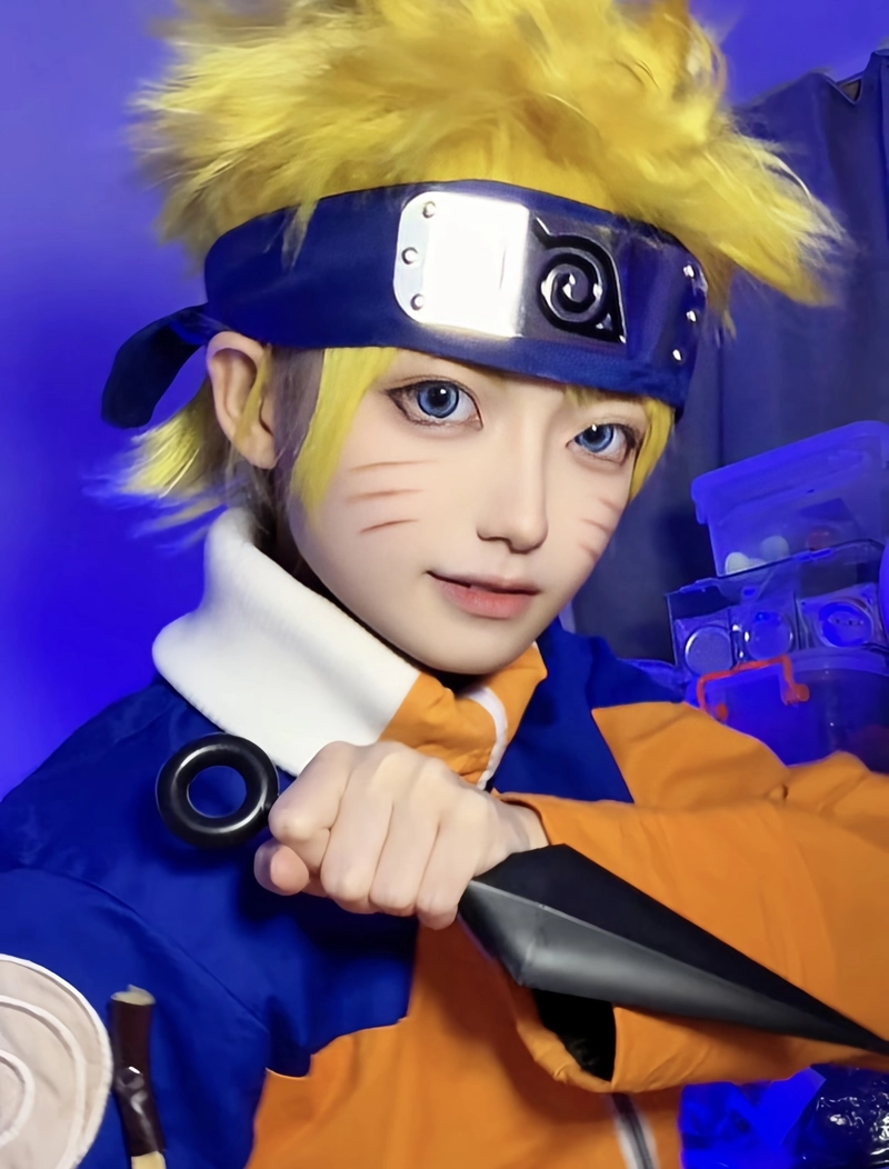 hình cosplay naruto đứng trước nền sáng