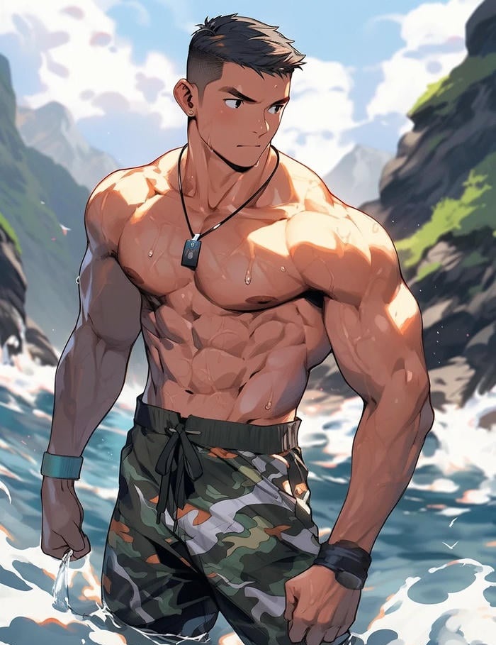khối cơ bụng đẹp ảnh anime nam 6 múi
