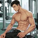 ngoại hình khỏe khoắn ảnh anime nam 6 múi