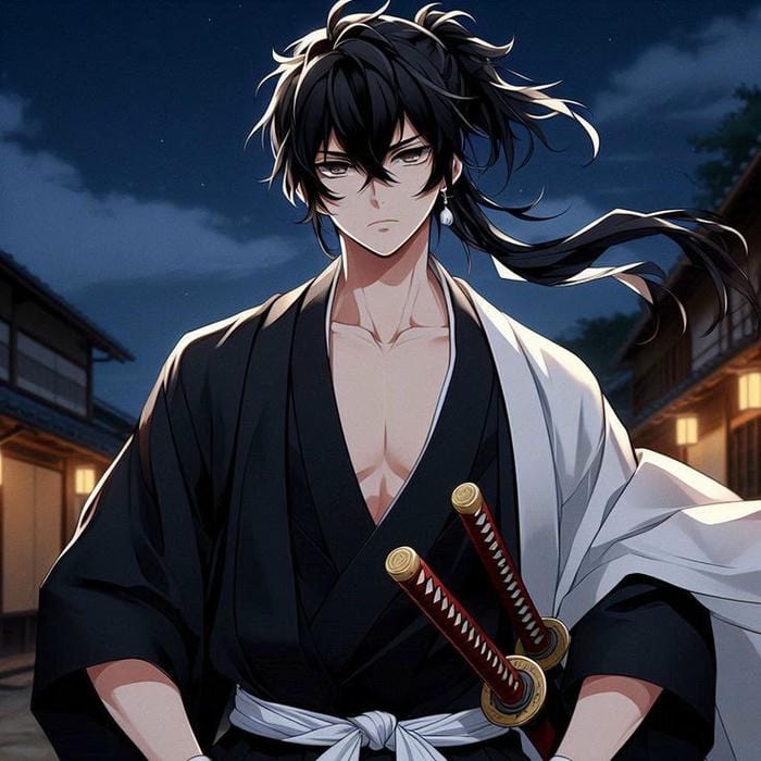 phong cách ngầu ảnh anime nam cầm kiếm katana