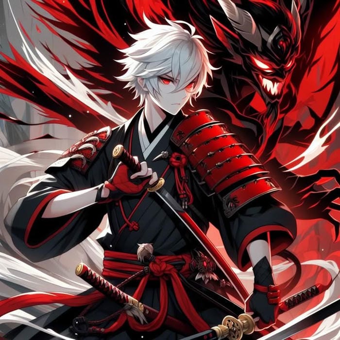 trang phục cổ điển ảnh anime nam cầm kiếm katana