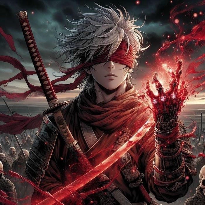 tư thế samurai ảnh anime nam cầm kiếm katana