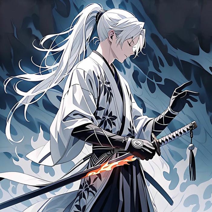 võ sĩ nhật ảnh anime nam cầm kiếm katana