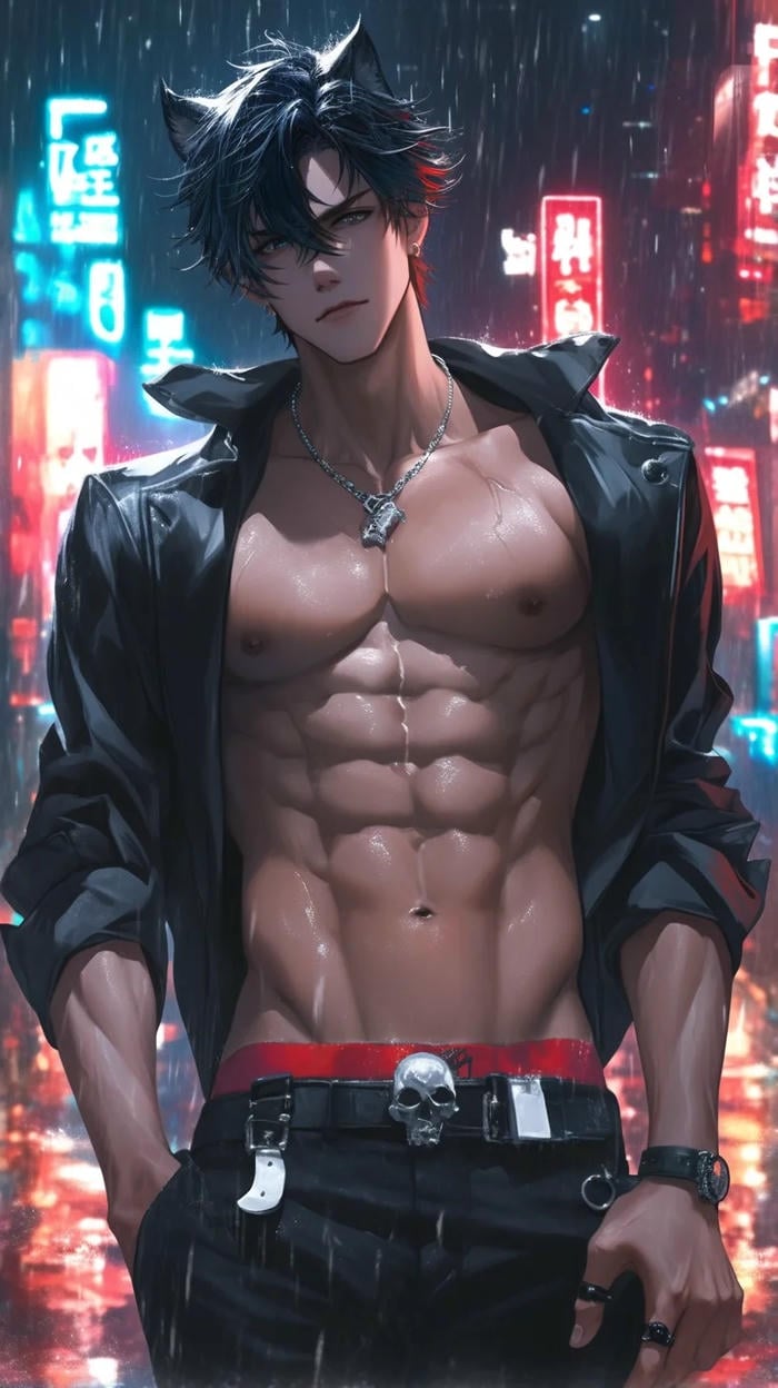 vóc dáng rắn rỏi ảnh anime nam 6 múi nét