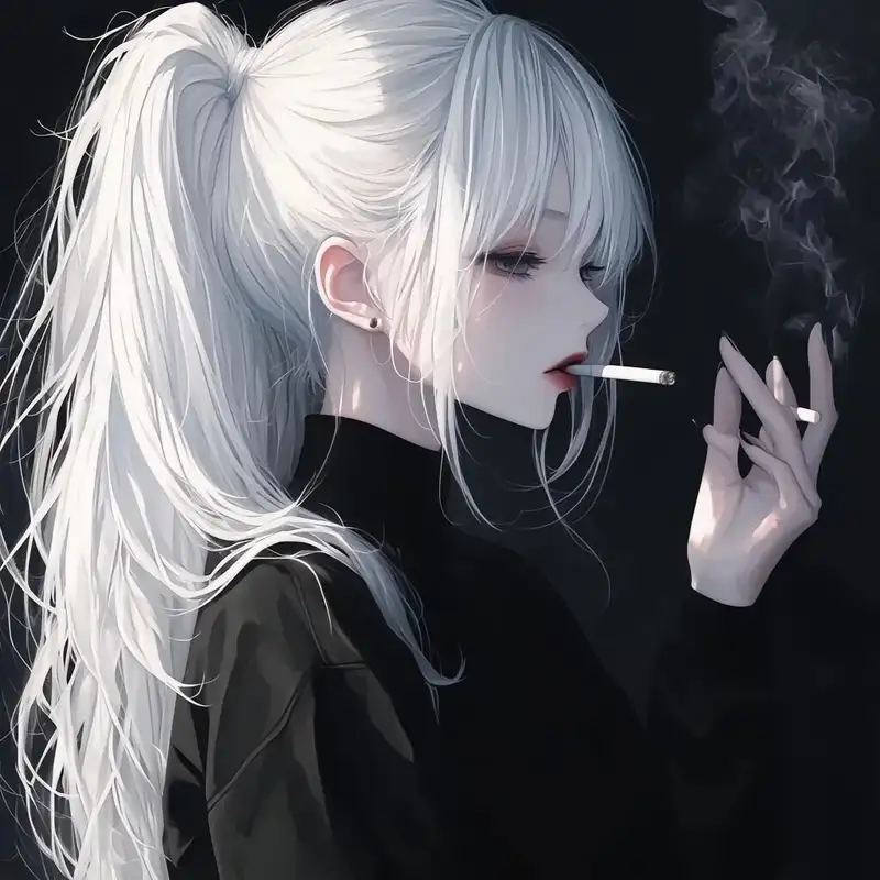 ảnh anime hút thuốc dưới mưa