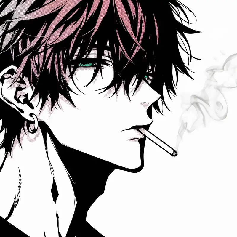 ảnh anime hút thuốc nam cực ngầu