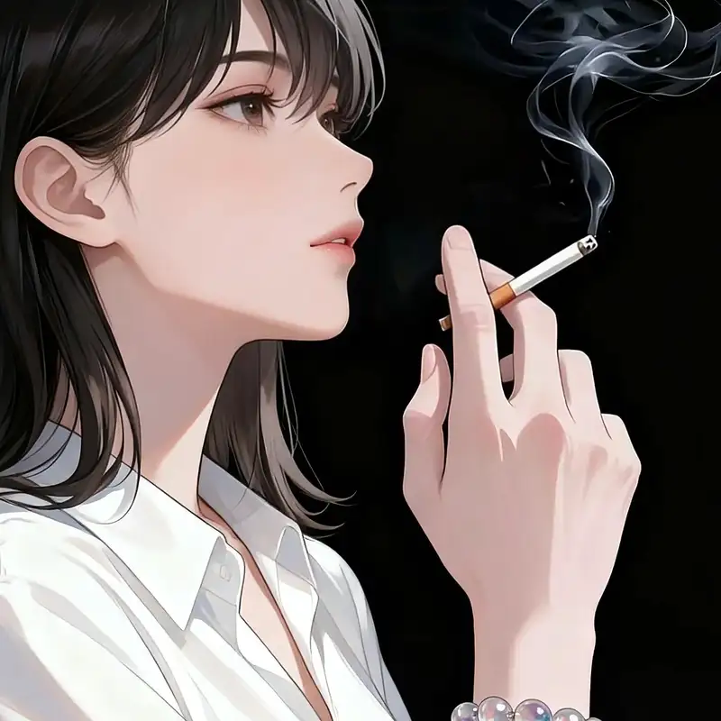 ảnh anime hút thuốc với ánh đèn đêm
