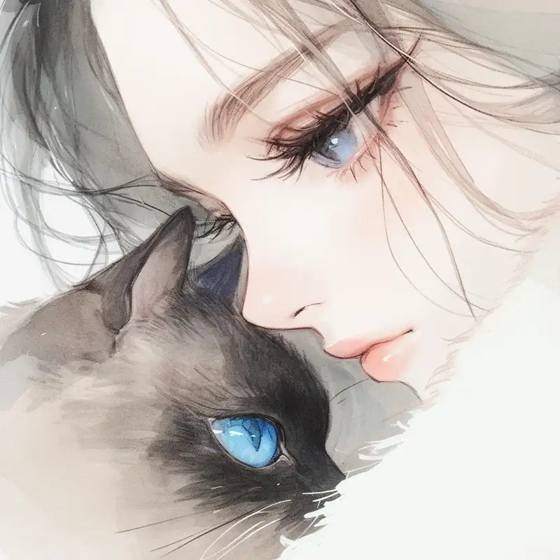 ảnh mèo anime làm hình nền máy tính