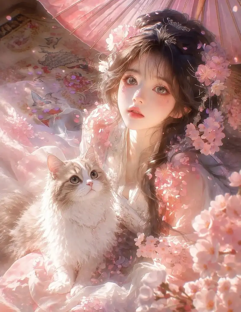 ảnh mèo anime nền trắng đẹp