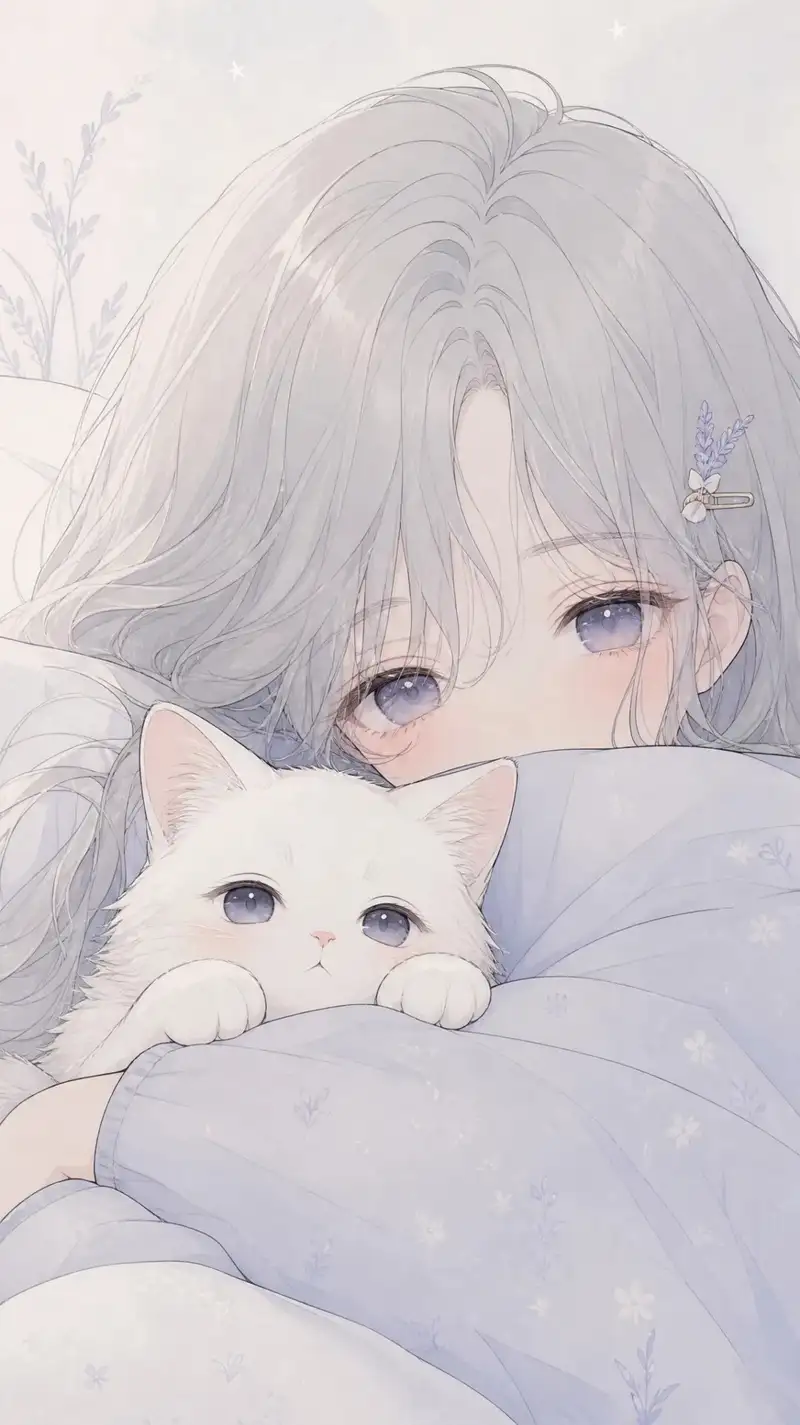 ảnh mèo anime trắng tinh khôi