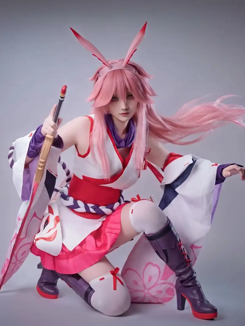 yae miko cosplay với trang phục truyền thống Nhật